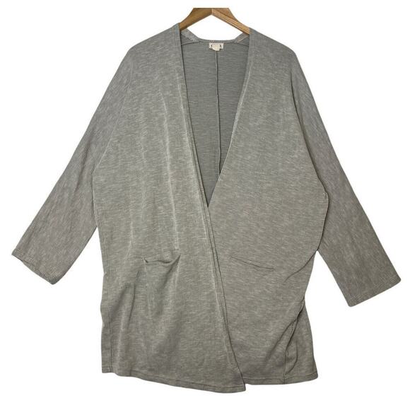 DONNI. Other - DONNI Anthropologie Gray Rib Knit Cotton Kimono Open Cardigan Robe Loungewear